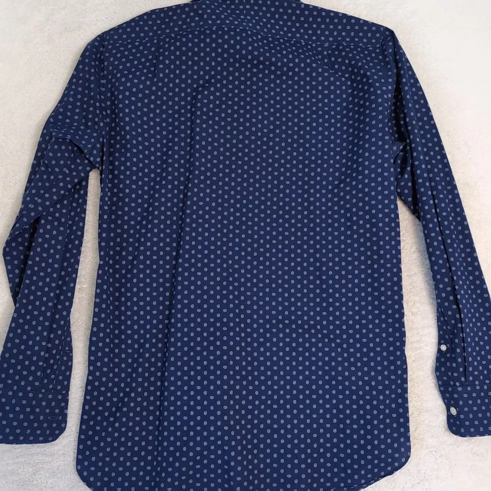 J. Crew Ludlow 120's 2‎ Ply Paisley Pattern Button Front Shirt Men's Sm L/S Navy